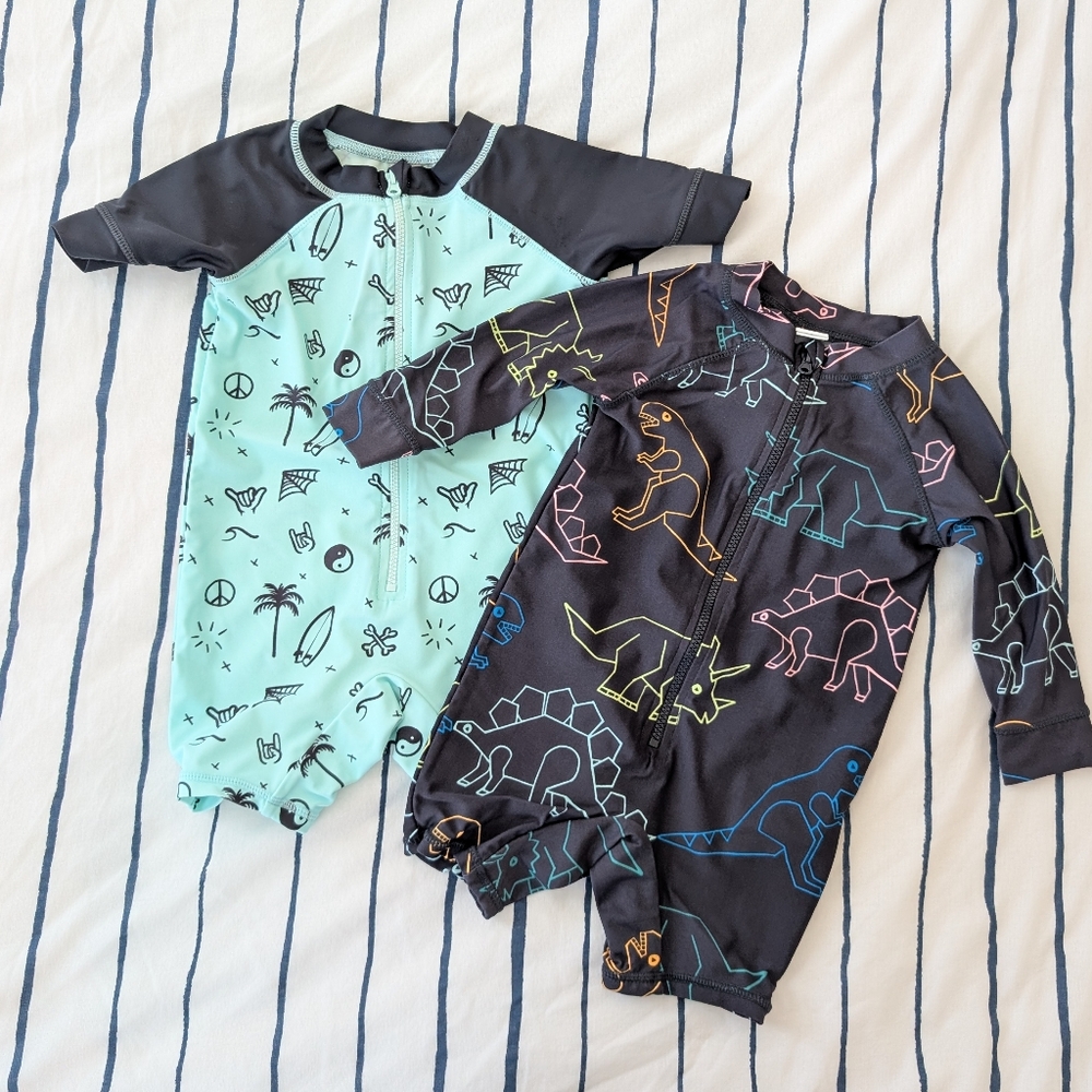 Cotton On Baby Dinosaur and Tropical Print Baby Swimsuits